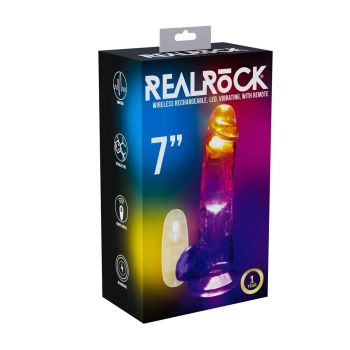 Wibrator realistyczny RealRock LED przezroczysty 19.5 cm