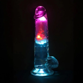 Wibrator realistyczny RealRock LED przezroczysty 19.5 cm