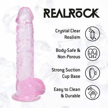 Realistyczne dildo z jądrami RealRock różowe 12,7 cm