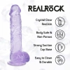 Dildo realistyczne z jądrami RealRock Crystal Clear fioletowe 13 cm