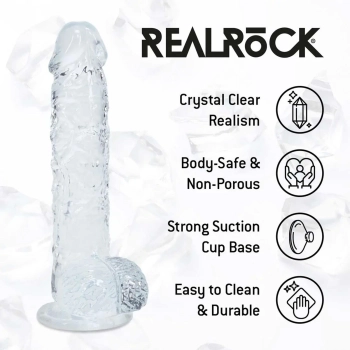 Realistyczne dildo z jądrami transparentne RealRock 13 cm