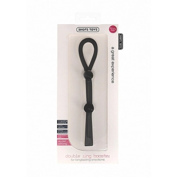 Pierścień erekcyjny ShotsToys Double Ring Booster silikonowy czarny