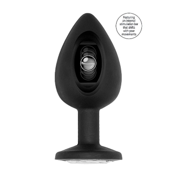 Korek analny Sono z ruchomą kulką silikonowy 9,5 cm czarny