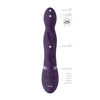 Wibrator króliczek Niva ShotsToys fioletowy USB 360 stopni