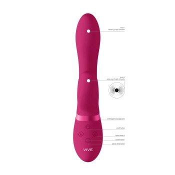 Wibrator króliczek silikonowy Vive Kyra różowy USB 21 cm