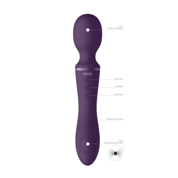 Różdżkowibrator silikonowy Vive Enora fioletowy USB 22 cm