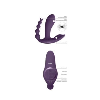 Wibrator analny Kata Vive fioletowy z pilotem USB