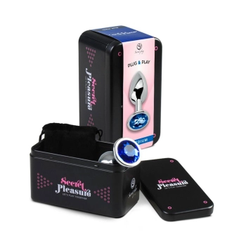 Korek analny metalowy Secret Play niebieski 3,4 cm