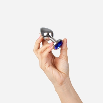 Korek analny metalowy Secret Play niebieski 3,4 cm