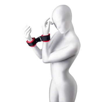 Anonymo handcuffs, velour, red, 24 cm