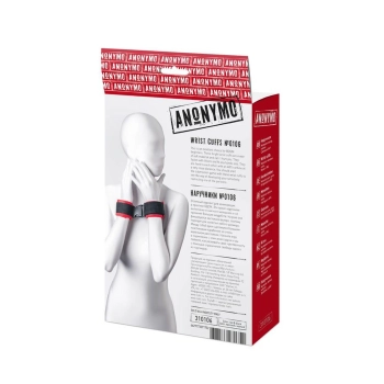 Anonymo handcuffs, velour, red, 24 cm