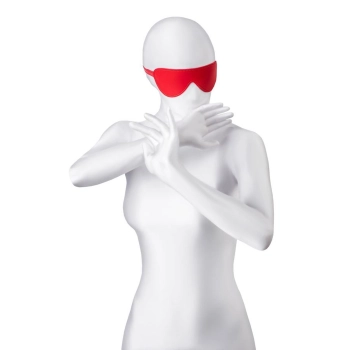 Maska BDSM Anonymo ze skóry PU czerwona 65 cm