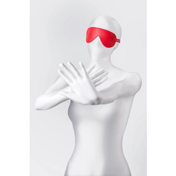 Maska BDSM Anonymo ze skóry PU czerwona 65 cm