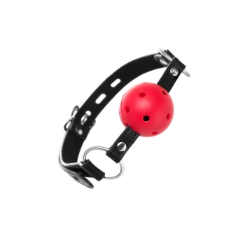 Knebel BDSM Anonymo regulowany czerwono czarny 64 cm