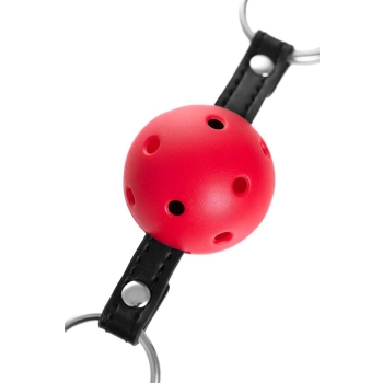 Knebel BDSM Anonymo regulowany czerwono czarny 64 cm