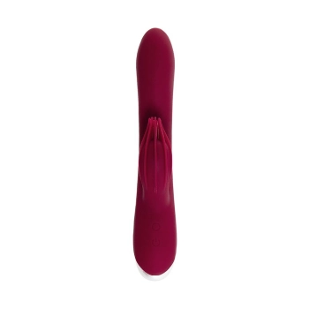 Vibrator with clitoral stimulator LEROINA by TOYFA Sangra, silicone, burgundy, 20.5 cm