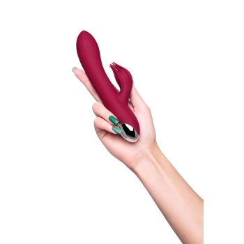 Vibrator with clitoral stimulator LEROINA by TOYFA Sangra, silicone, burgundy, 20.5 cm