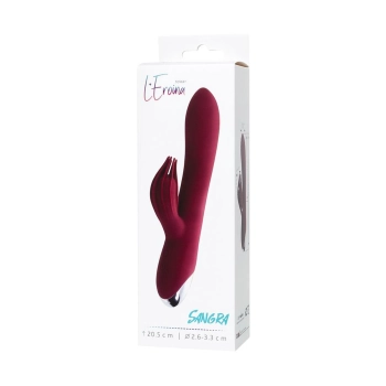 Vibrator with clitoral stimulator LEROINA by TOYFA Sangra, silicone, burgundy, 20.5 cm