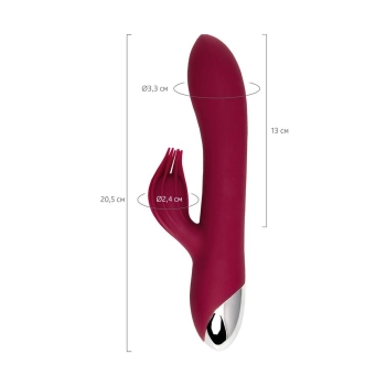 Vibrator with clitoral stimulator LEROINA by TOYFA Sangra, silicone, burgundy, 20.5 cm