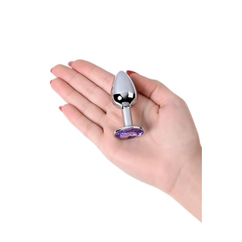 Korek analny srebrny z niebieskim kamieniem Metal by TOYFA 7 cm