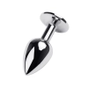 Silver anal plug TOYFA Metal with black round-shaped gem
