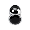 Silver anal plug TOYFA Metal with black round-shaped gem