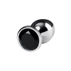 Silver anal plug TOYFA Metal with black round-shaped gem