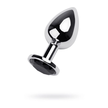Silver anal plug TOYFA Metal with black round-shaped gem
