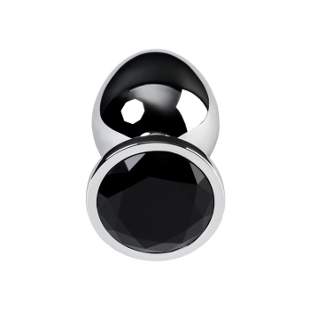Silver anal plug TOYFA Metal with black round-shaped gem