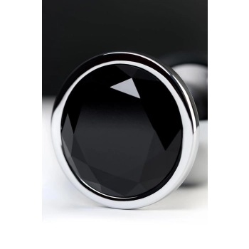 Silver anal plug TOYFA Metal with black round-shaped gem