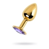 Golden anal plug TOYFA Metal,with a amethyst colored gem
