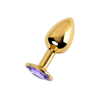 Golden anal plug TOYFA Metal,with a amethyst colored gem
