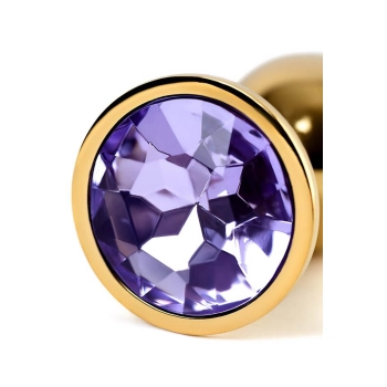 Golden anal plug TOYFA Metal,with a amethyst colored gem