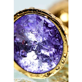 Golden anal plug TOYFA Metal,with a amethyst colored gem