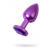 Purple anal plug TOYFA Metal with purple round-shaped gem