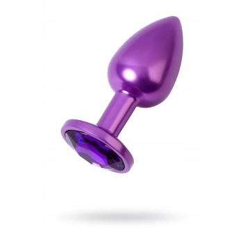 Purple anal plug TOYFA Metal with purple round-shaped gem