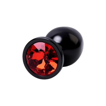 Black anal plug TOYFA Metal,with a ruby colored gem