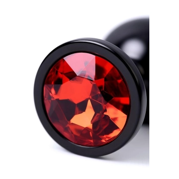 Black anal plug TOYFA Metal,with a ruby colored gem