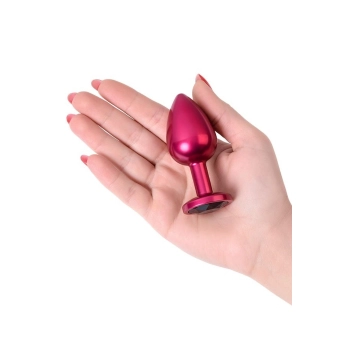 Red anal plug TOYFA Metal with black gem