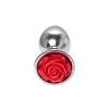 Anal plug Metal by TOYFA, metal, silver with red rose, 8 cm, O 2.7 cm, 48 g