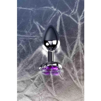Korek analny srebrny Metal by TOYFA z fioletowym sercem 7 cm