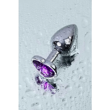 Korek analny srebrny Metal by TOYFA z fioletowym sercem 7 cm