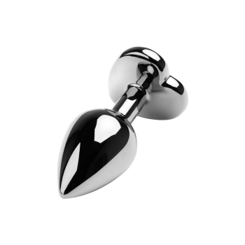 Korek analny srebrny z różowym sercem Metal by TOYFA 7 cm
