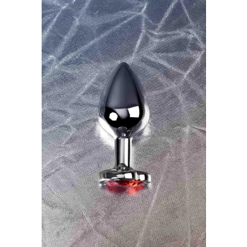 Korek analny srebrny z różowym sercem Metal by TOYFA 7 cm