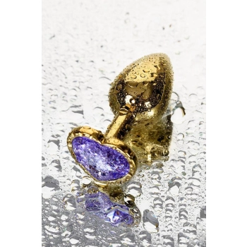 Plug analny Metal by TOYFA złoty z fioletowym kryształem 7 cm
