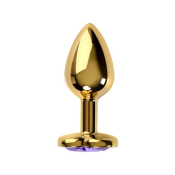 Plug analny Metal by TOYFA złoty z fioletowym kryształem 7 cm