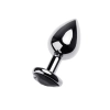 Silver anal plug TOYFA Metal with black heart-shaped gem, length 7 cm, diameter 1,8-3,3 cm, weight 92 gr
