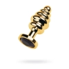 Golden anal plug with  black gem