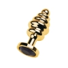 Golden anal plug with  black gem