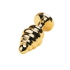 Golden anal plug with  black gem